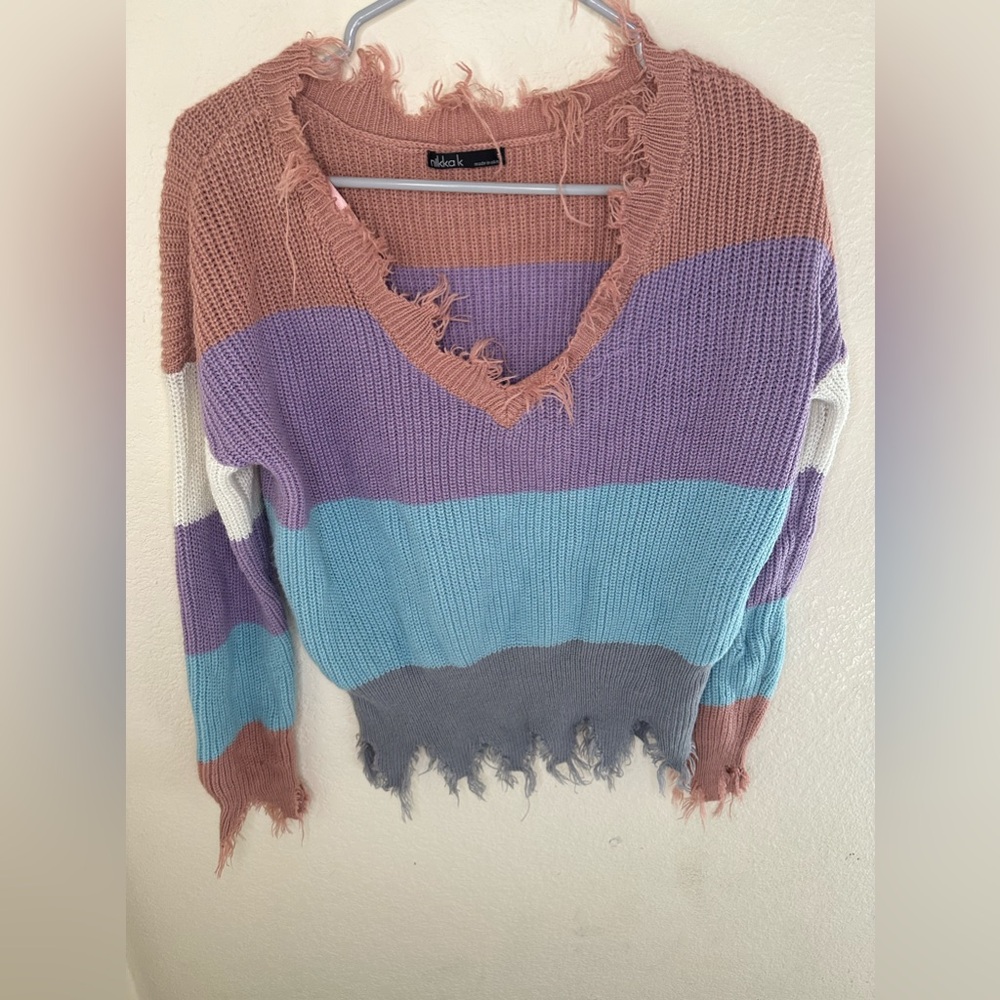 Distressed Multicolor Sweater.